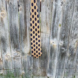 Lands' End Classic Tie Gold Weave Pattern with Blue ovals 100% USA Made